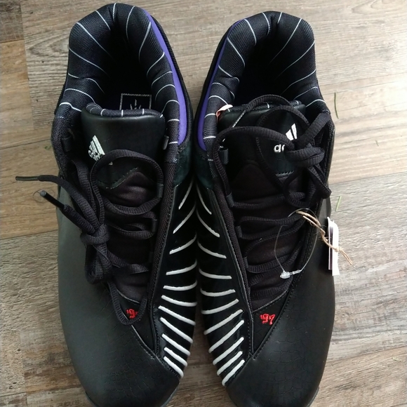 Sz 10 Adidas TMAC 3 Restomod Raptors Black Purple Mens Basketball Shoe GY2394 - Picture 3 of 9